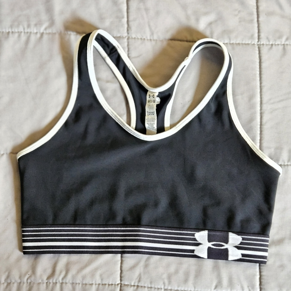 Under Armour Heat Gear Women's Size Medium Unpadded Black Compression Sports Bra